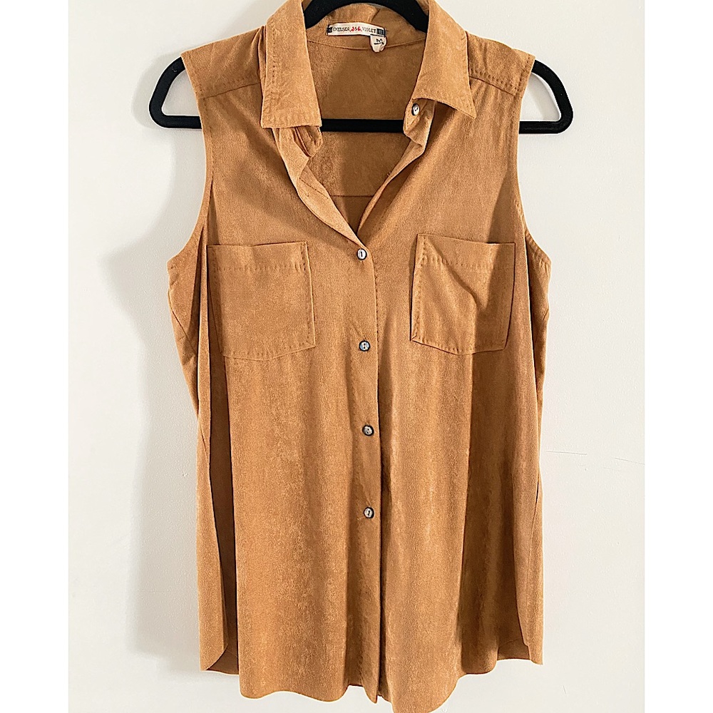 Chelsea & Violet Suede Sleeveless Vest Blouse